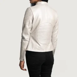 Ice Maiden Silver Quilted Leather Biker Jacket