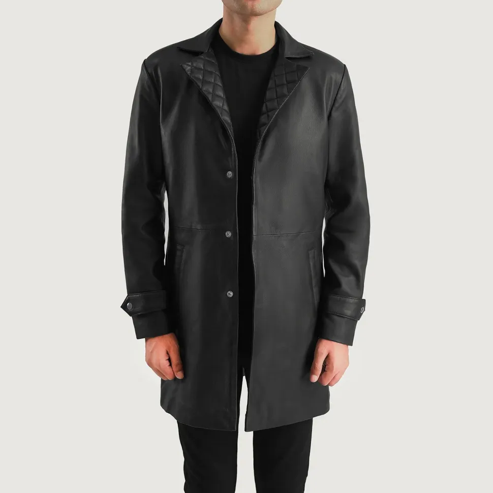 Infinity Black Leather Coat