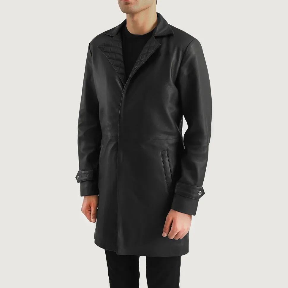 Infinity Black Leather Coat