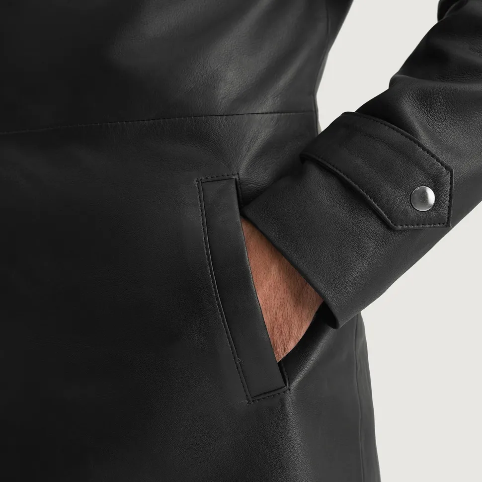 Infinity Black Leather Coat
