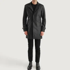 Infinity Black Leather Coat