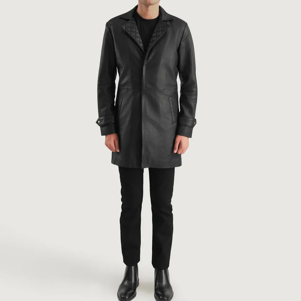 Infinity Black Leather Coat