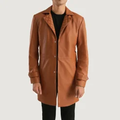 Infinity Tan Brown Leather Coat