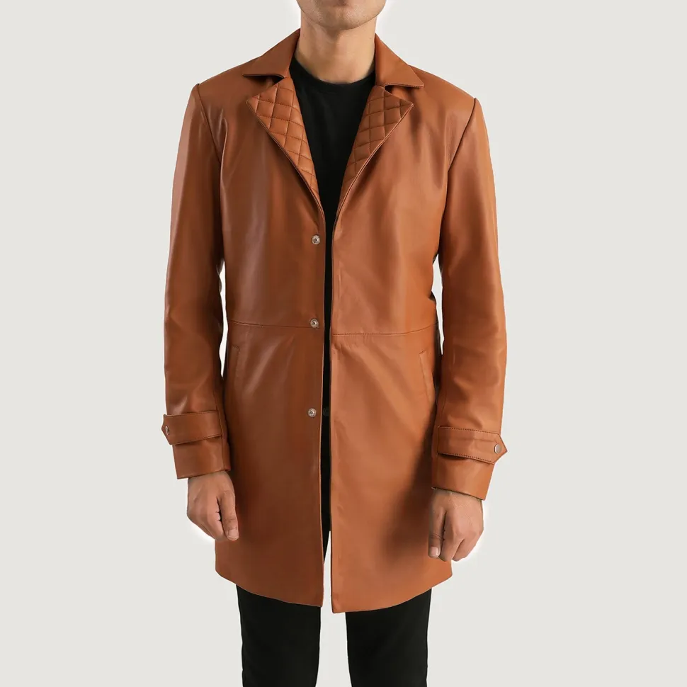 Infinity Tan Brown Leather Coat