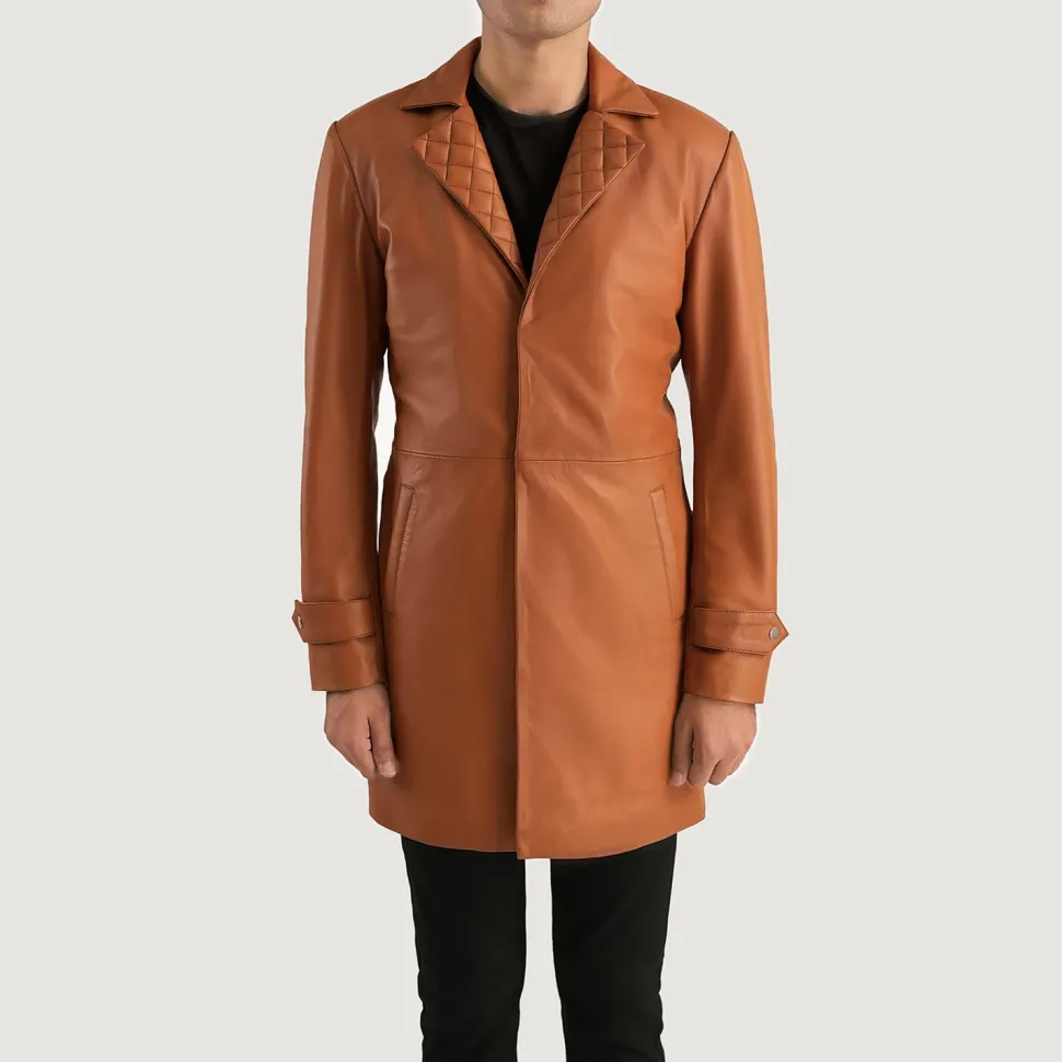 Infinity Tan Brown Leather Coat