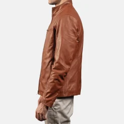 Ionic Brown Leather Biker Jacket