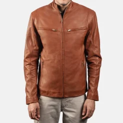 Ionic Brown Leather Biker Jacket