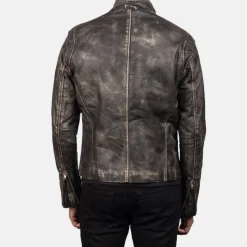 Ionic Distressed Brown Leather Biker Jacket