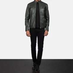 Ionic Green Leather Biker Jacket