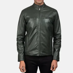 Ionic Green Leather Biker Jacket