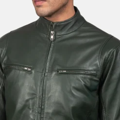 Ionic Green Leather Biker Jacket