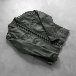 Ionic Green Leather Biker Jacket
