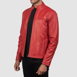 Ionic Red Leather Biker Jacket