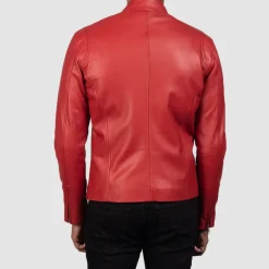 Ionic Red Leather Biker Jacket