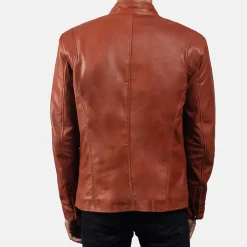 Ionic Tan Brown Leather Biker Jacket