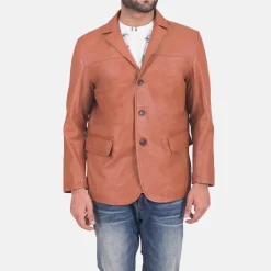 James Tan Brown Leather Blazer