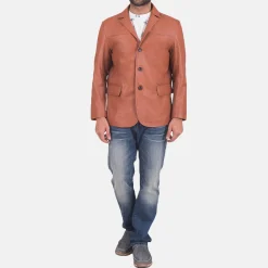 James Tan Brown Leather Blazer