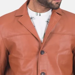 James Tan Brown Leather Blazer
