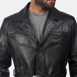 Jordan Black Leather Coat