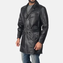 Jordan Black Leather Coat