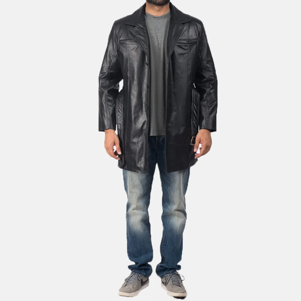 Jordan Black Leather Coat