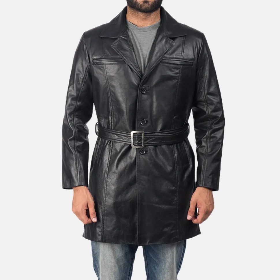 Jordan Black Leather Coat