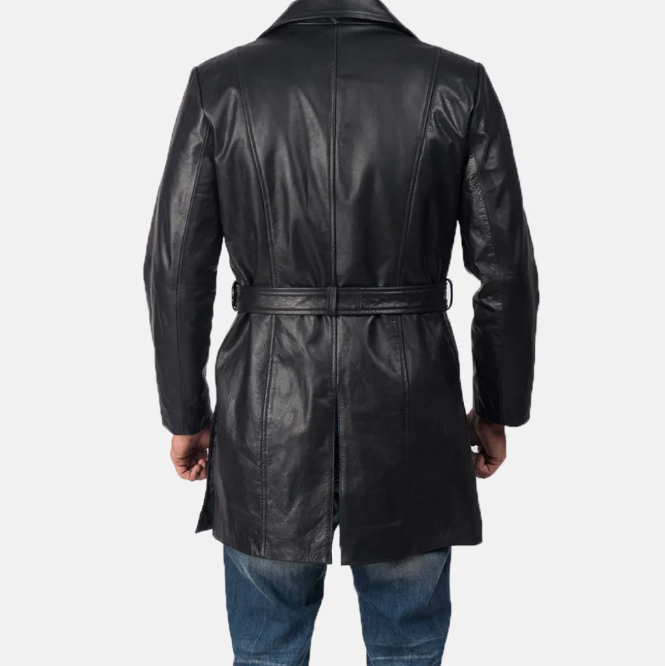 Jordan Black Leather Coat