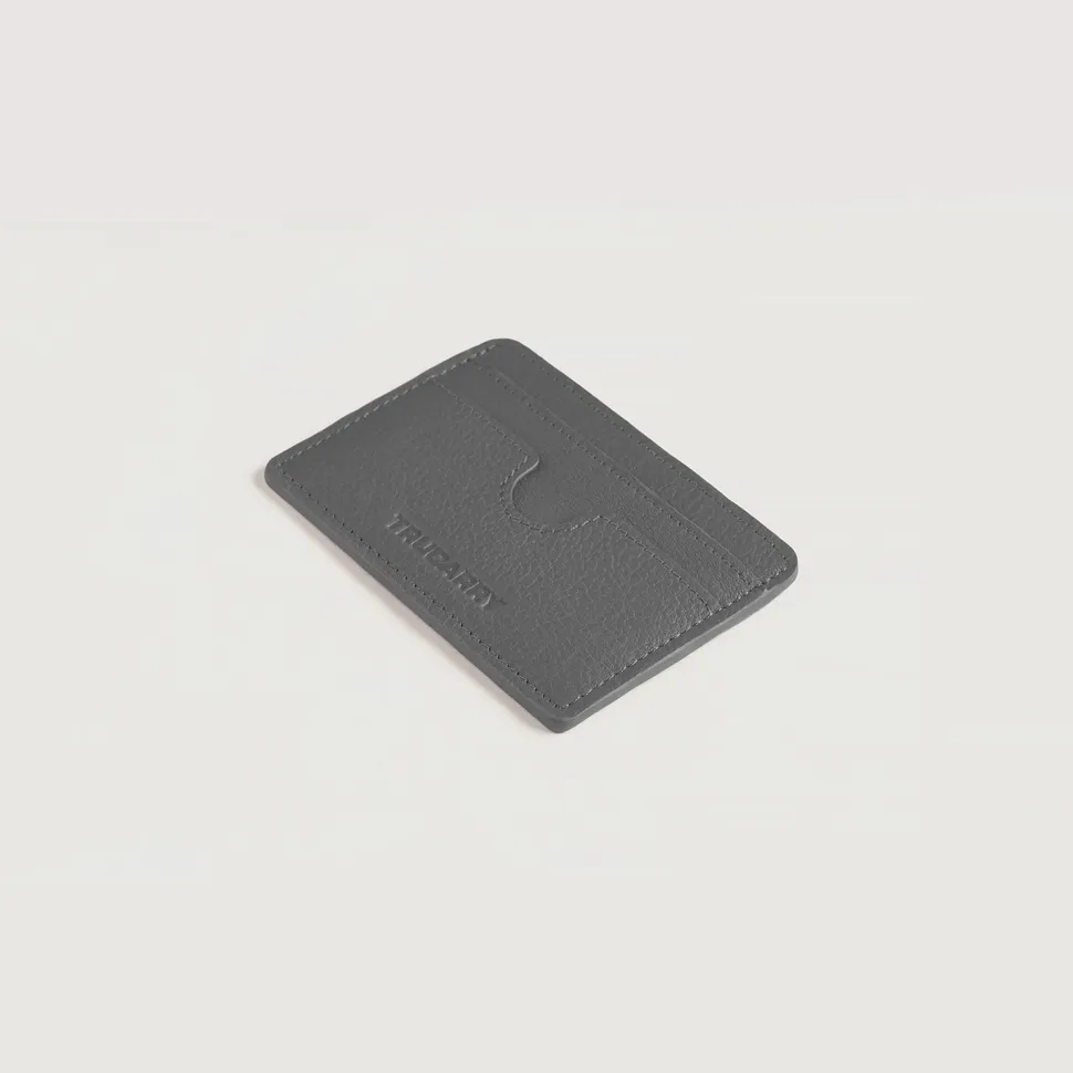 Karl Grey Leather Card Holder
