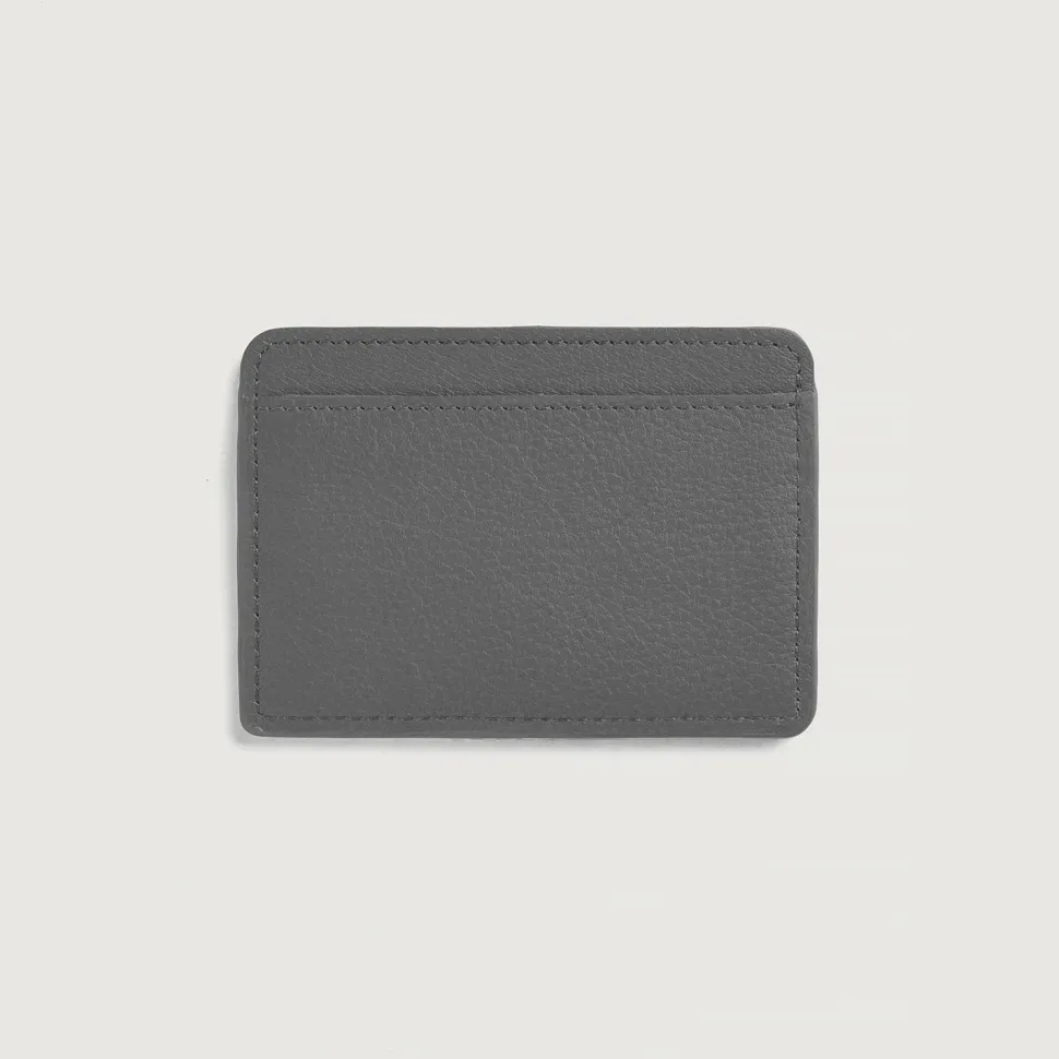 Karl Grey Leather Card Holder