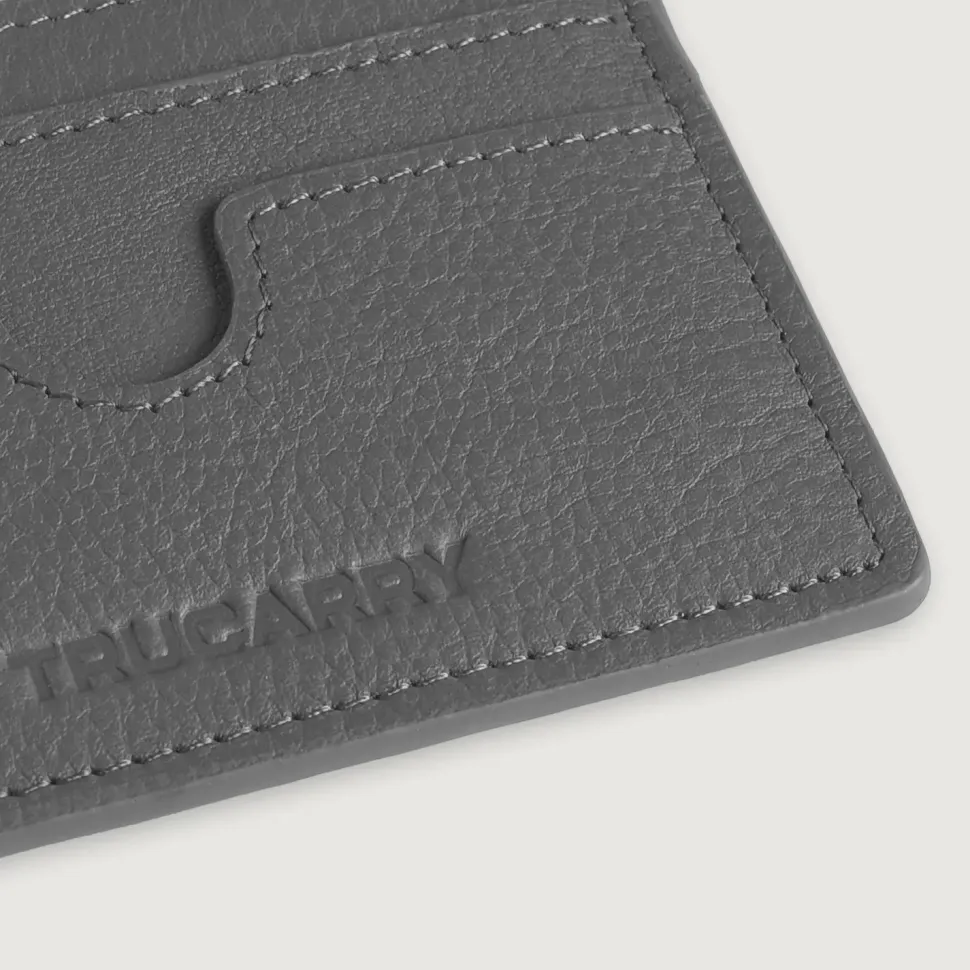 Karl Grey Leather Card Holder
