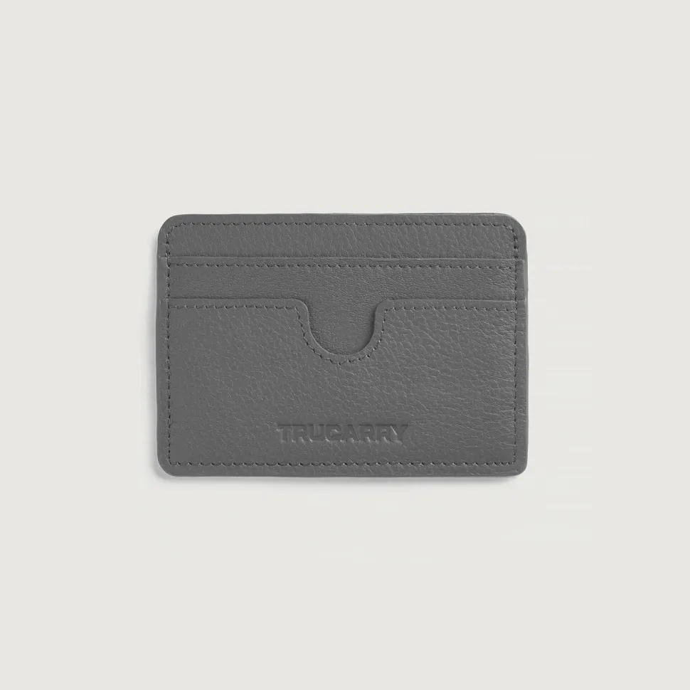 Karl Grey Leather Card Holder