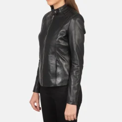 Kelsee Black Leather Biker Jacket
