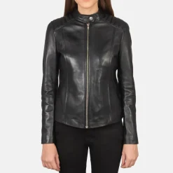 Kelsee Black Leather Biker Jacket