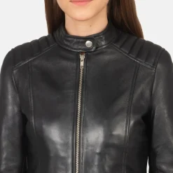 Kelsee Black Leather Biker Jacket