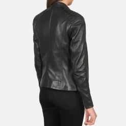 Kelsee Black Leather Biker Jacket