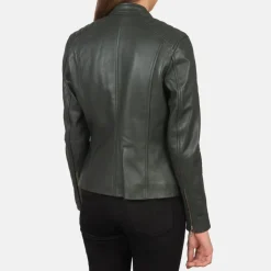 Kelsee Green Leather Biker Jacket