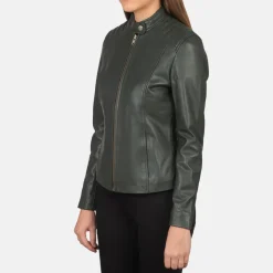 Kelsee Green Leather Biker Jacket