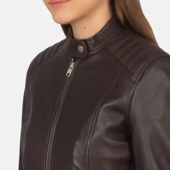 Kelsee Maroon Leather Biker Jacket