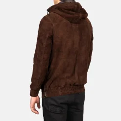 Kenton Hooded Mocha Suede Pullover Jacket