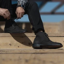 Knight Derby Black Nubuck Leather Boots