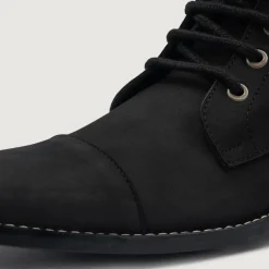 Knight Derby Black Nubuck Leather Boots