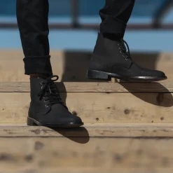Knight Derby Black Nubuck Leather Boots