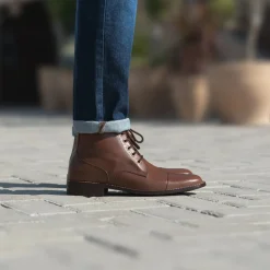 Knight Derby Brown Leather Boots