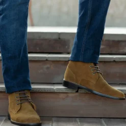 Knight Derby Brown Suede Leather Boots - StudGuard