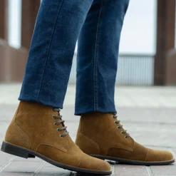 Knight Derby Brown Suede Leather Boots - StudGuard