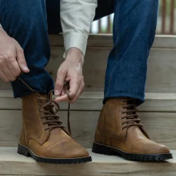 Knight Derby Burnt Copper Pullup Leather Boots - TerraGrip