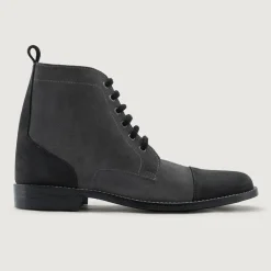 Knight Derby Grey & Black Leather Boots - StudGuard