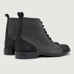 Knight Derby Grey & Black Leather Boots - StudGuard