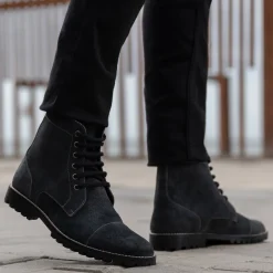 Knight Derby Grey Suede Leather Boots - TerraGrip