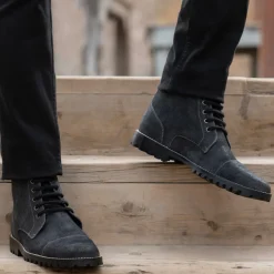 Knight Derby Grey Suede Leather Boots - TerraGrip